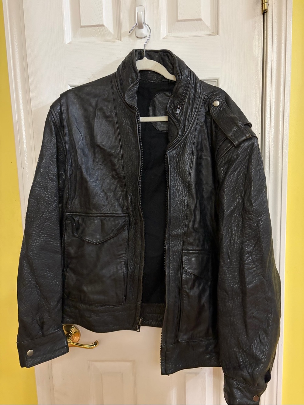 Andrew Marc (Vintage 90s) Black Leather Bomber Jacket